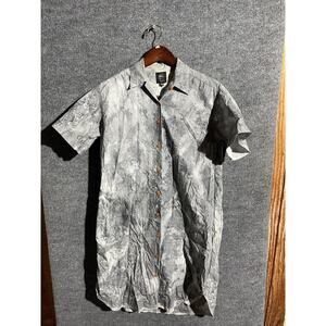 Brain Dead Shirt Mens XS Gray Marble Print Short Sleeve Button Front Casual